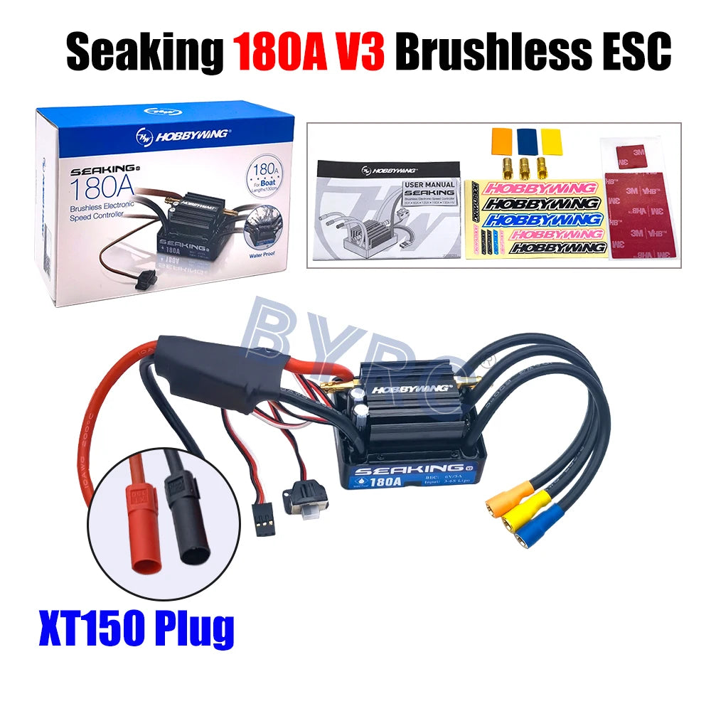 Hobbywing SeaKing V3 Waterproof 180A  2-6S Lipo Speed Controller 6V/5A BEC Brushless ESC for RC Racing Boat