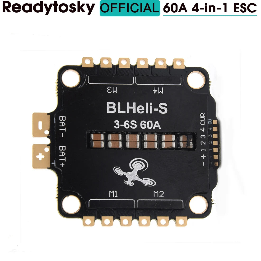 Readytosky 60A BLHELI_S 4IN1 3-6S Brushless ESC 30.5*30.5mm For F405 / F7 / F722 / F4 Flight Control RC FPV Racing Drone