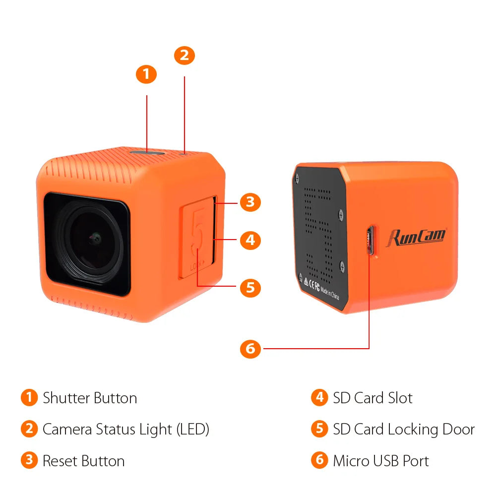 RunCam Action Camera 4K 2.7K@60FPS RunCam 5 Orange Black RunCam5 Stabilizer Sport Drone RC Car for FPV EIS
