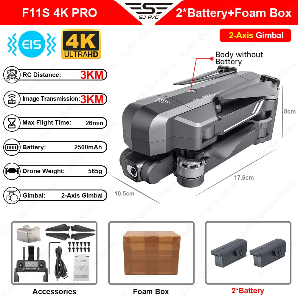 SJRC F11 / F11S 4K Pro GPS Drone 4K Profesional RC Quadcopter With Camera Foldable 2 Axis Stabilized Gimbal 5G WiFi FPV Drones