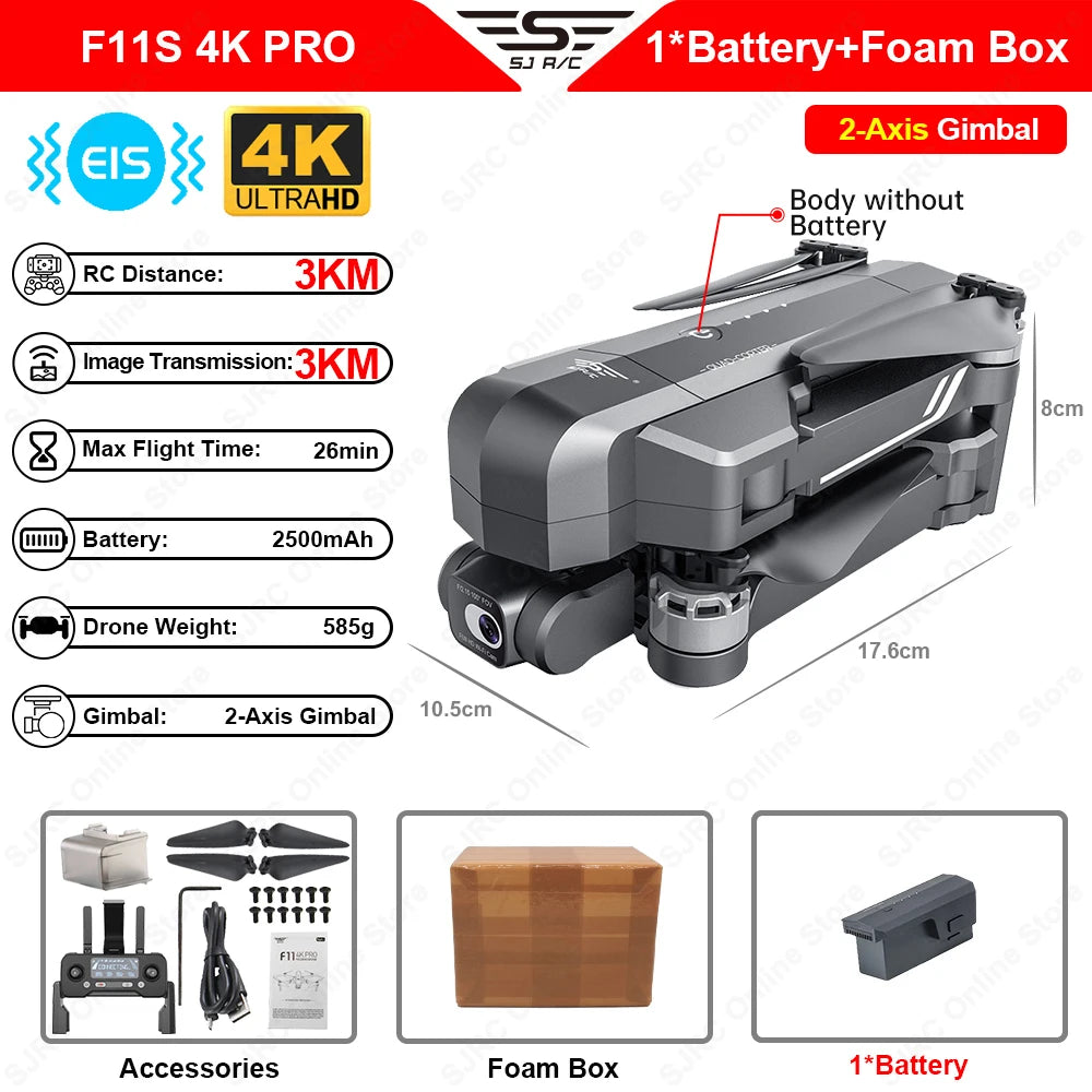 SJRC F11 / F11S 4K Pro GPS Drone 4K Profesional RC Quadcopter With Camera Foldable 2 Axis Stabilized Gimbal 5G WiFi FPV Drones