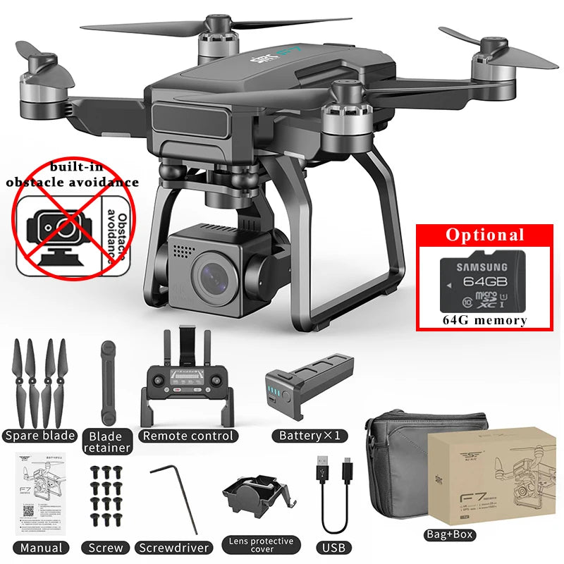 SJRC F7S/F7 4K PRO Camera Drone GPS HD 5G WiFi FPV 3KM 3 Axis Gimbal EIS Professional Brushless Quadcopter With RC Foldable Dron