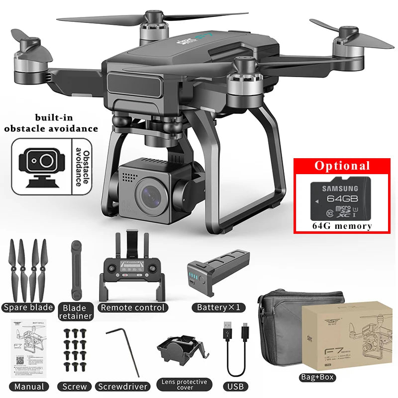SJRC F7S/F7 4K PRO Camera Drone GPS HD 5G WiFi FPV 3KM 3 Axis Gimbal EIS Professional Brushless Quadcopter With RC Foldable Dron