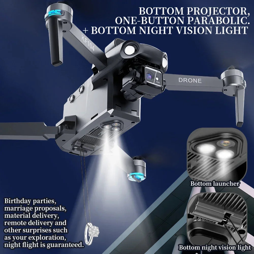 SJRC KF104 MAX 5G Image Transmission GPS Drone 8K 3-Axis Gimbal EIS Camera With Laser Obstacle avoidance RC Foldable Quadcopter