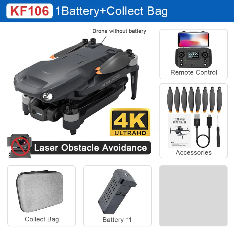 SJRC KF106 MAX Professional GPS Drone 3-Axis Anti-Shake Gimbal 4K HD Camera 5G Wifi FPV Brushless RC Quadcopter Dron