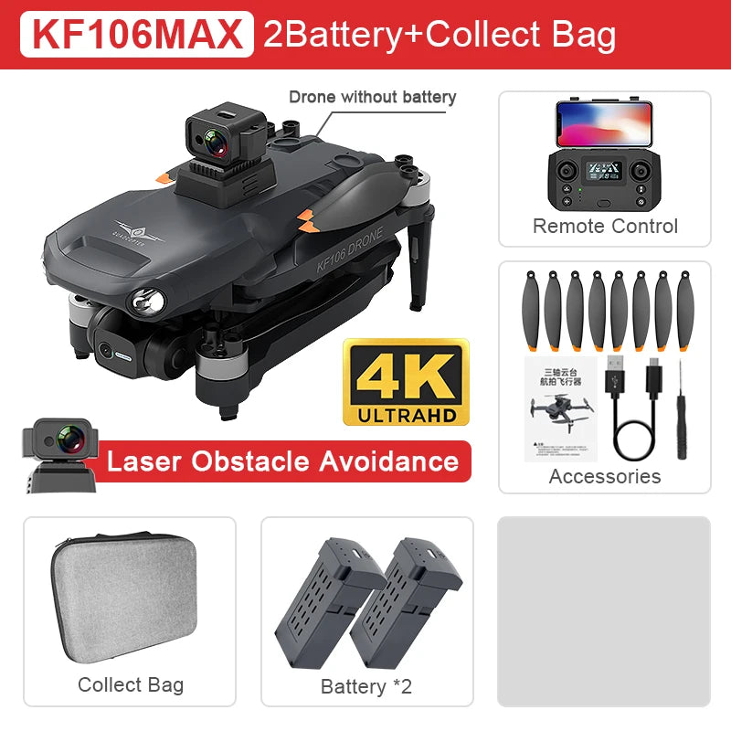 SJRC KF106 MAX Professional GPS Drone 3-Axis Anti-Shake Gimbal 4K HD Camera 5G Wifi FPV Brushless RC Quadcopter Dron