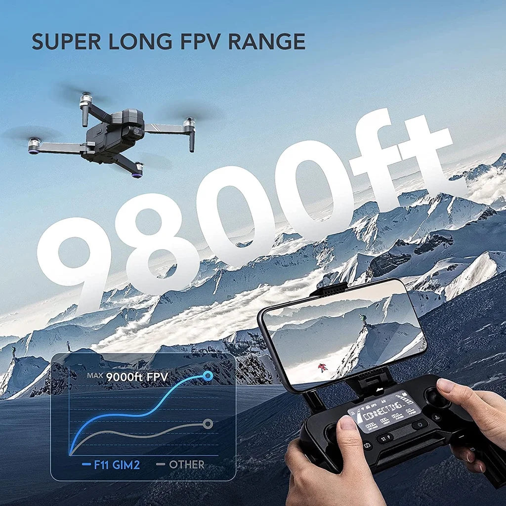 SJRC Professional F11S 4K Pro GPS 5G WIFI 3KM RC Distance FPV 2-Axis Electronic Stabilization Gimbal Brushless RC Drone Boy Toy