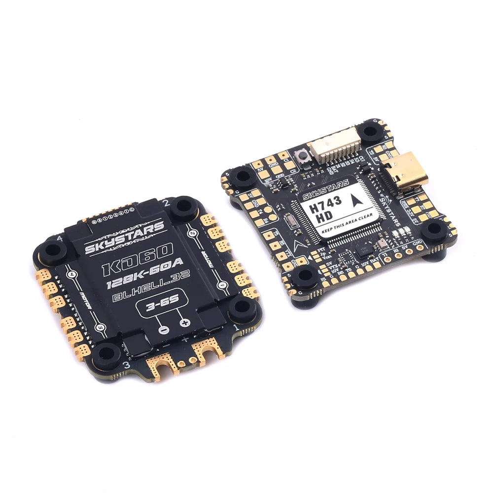 SKYSTARS H743 HD Singe Gyro Flight Controller H7 X8 With OSD & KO60 60A Blheli32 4IN1 ESC