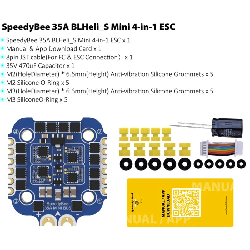 SpeedyBee Speedy Bee F7 Mini 3-6S STM32F722 Flight Control And 35A BLHeli_S Mini 4-in-1 DSHOT300/600 ESC For FPV Racing Drone