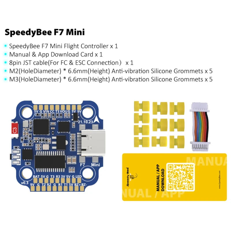 SpeedyBee Speedy Bee F7 Mini 3-6S STM32F722 Flight Control And 35A BLHeli_S Mini 4-in-1 DSHOT300/600 ESC For FPV Racing Drone