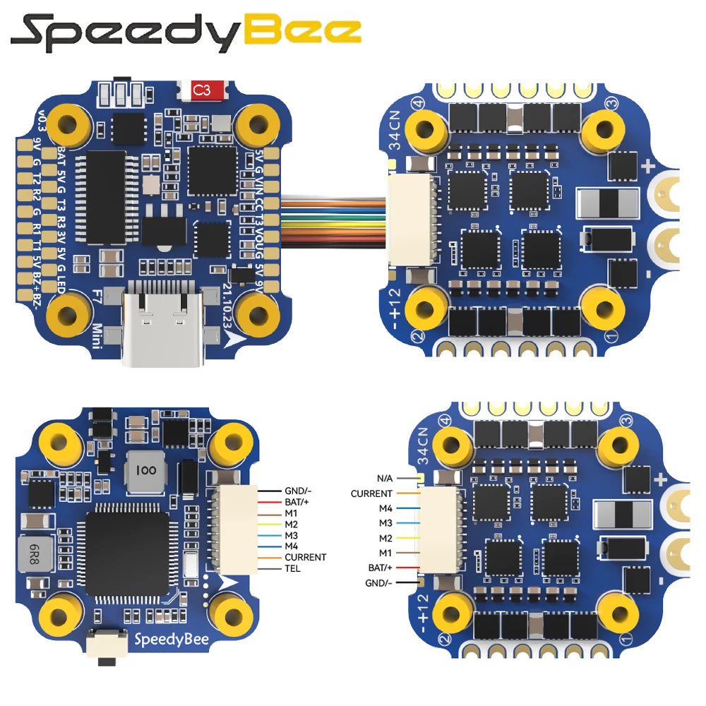 SpeedyBee Speedy Bee F7 Mini 3-6S STM32F722 Flight Control And 35A BLHeli_S Mini 4-in-1 DSHOT300/600 ESC For FPV Racing Drone