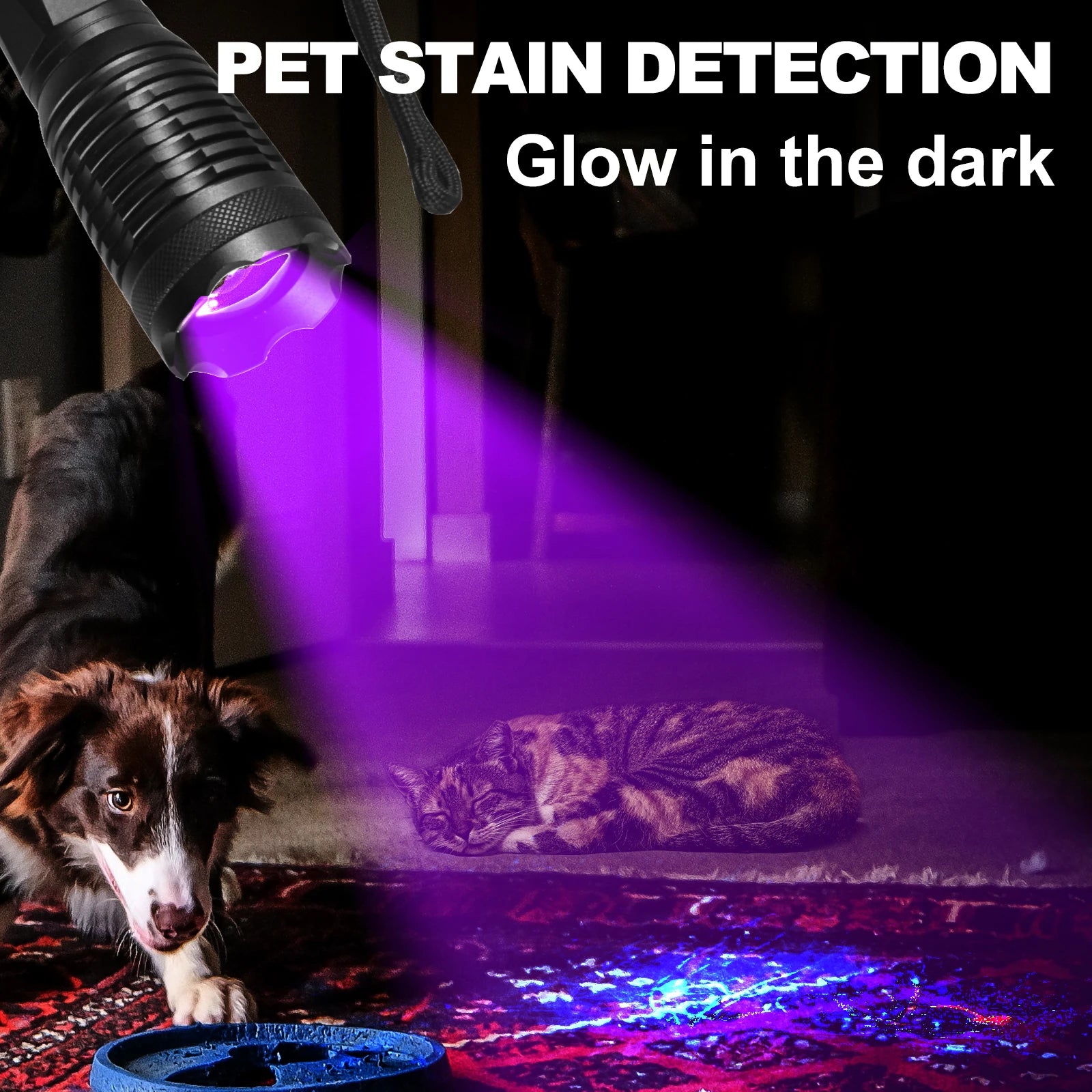 UltraFire E5 395-405nm UV Flashlight Ultra Powerful Zoomable UV Light Luminaire Ultraviolet Lamp for Pet Urine Detector Scorpion