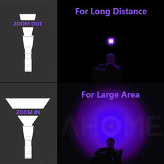 UltraFire E5 395-405nm UV Flashlight Ultra Powerful Zoomable UV Light Luminaire Ultraviolet Lamp for Pet Urine Detector Scorpion